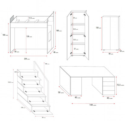 Doppelstockbett Rosa Tisch Schrank Multifunktion Etagen Hochbett Kinderzimmer