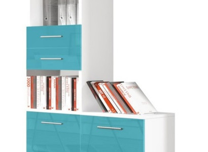 Schrank für Jugendzimmer Regal Bücherschrank Möbel Turkis Regal Bücherregal 1tlg