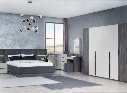 Schlafzimmer Set Möbel Bett 2x Nachttisch Kleiderschrank Möbel Komplett Set 5tlg