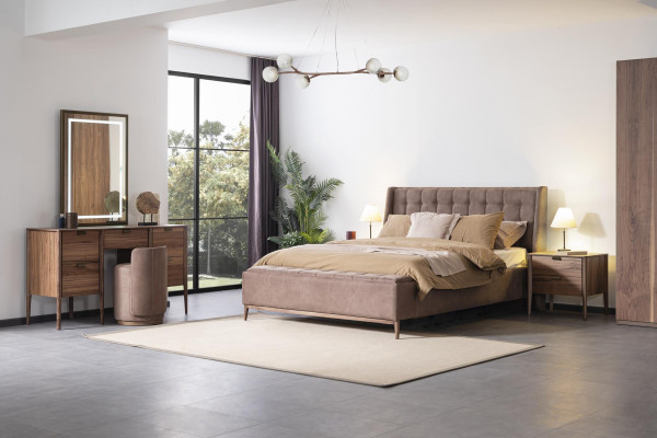 Schlafzimmer Glas Schrank Nachttisch Kommode Hocker Komplettes Set 6tlg. Holz