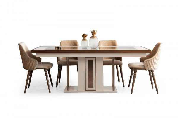 Esszimmer Set 4x Lehnstühle Esstisch Design Möbel Essgruppe Stuhl 5tlg.