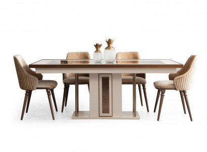 Esszimmer Set 4x Lehnstühle Esstisch Design Möbel Essgruppe Stuhl 5tlg.