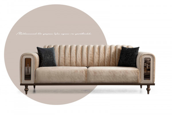 Design Modern Couchgarnitur Sofagarnitur Set Wohnzimmer Set 3+1 Couchtisch Beige