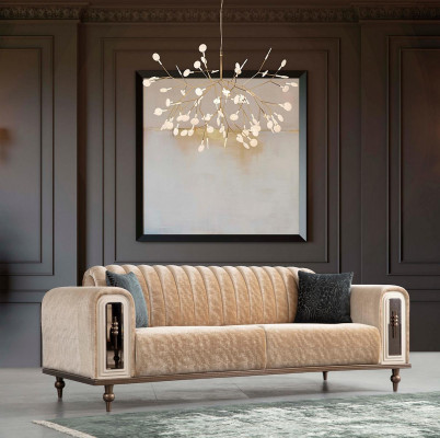 Design Modern Couchgarnitur Sofagarnitur Set Wohnzimmer Set 3+1 Couchtisch Beige