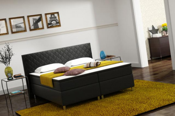 Boxspringbett Box Hotel Bett mit Visco & Matratze Lederbett Betten Doppelbett K3