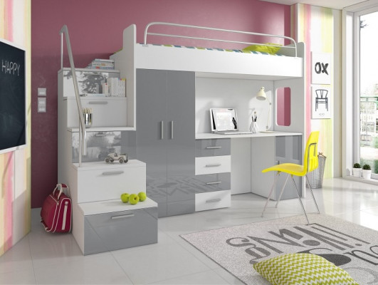 Doppelstockbett Etagenbett Doppelbett Jugend Bett Betten mit Schrank Tisch Neu!