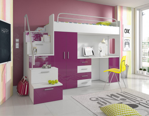 Doppelstockbett Etagenbett Doppelbett Jugend Bett Betten mit Schrank Tisch Neu!