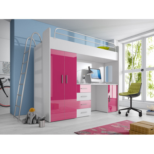Exquisites Etagenbett + Schreibtisch + Kleiderschrank moderner Stil für Ihr Baby aus Holz