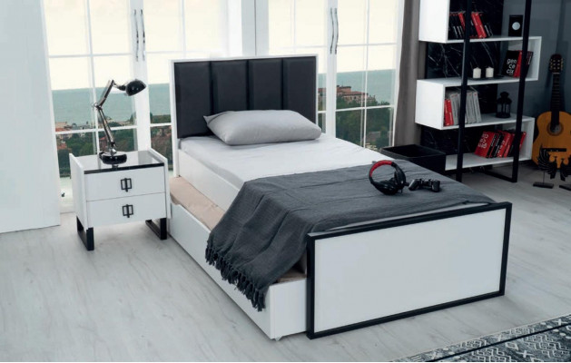 Jugendzimmer Set Bett Nachttisch Bücherregal Schreibtisch Schrank Design Modern