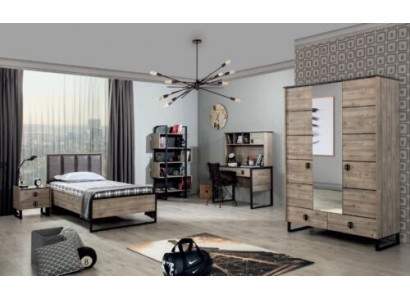 Jugendzimmer Loft Kinderzimmer Set Nachttisch Bücherregal Schreibtisch Schrank