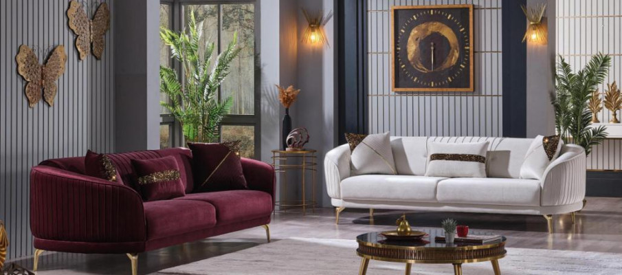 Designer Polstersofa Set Dreisitzer Wohnzimmer Couchen Moderne Möbel