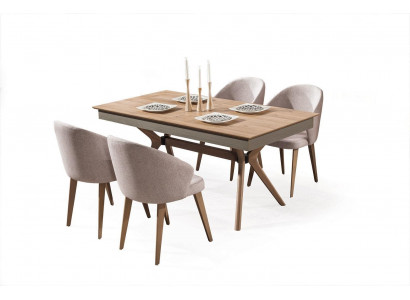 Luxus Esszimmer set Esstisch 4x Stühle Textil Essgruppe Modern Garnitur Neu
