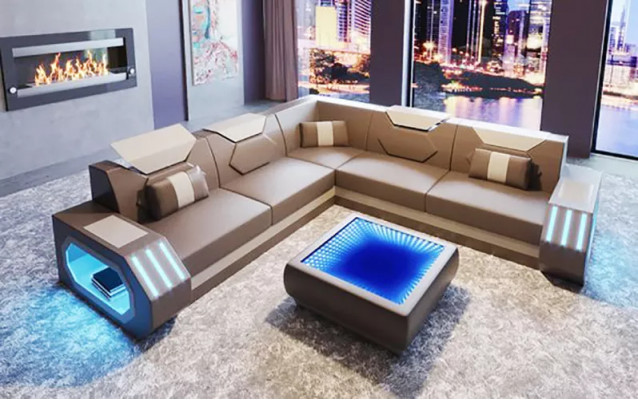 Ecksofa Lederpolster Design Wohnzimmer Eckcouch Couch Sofa L Form Wohnlandschaft