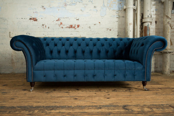 Chesterfield 3 Sitzer Polster Couch Leder Stoff Sofa Couchen Textil Modern Stil