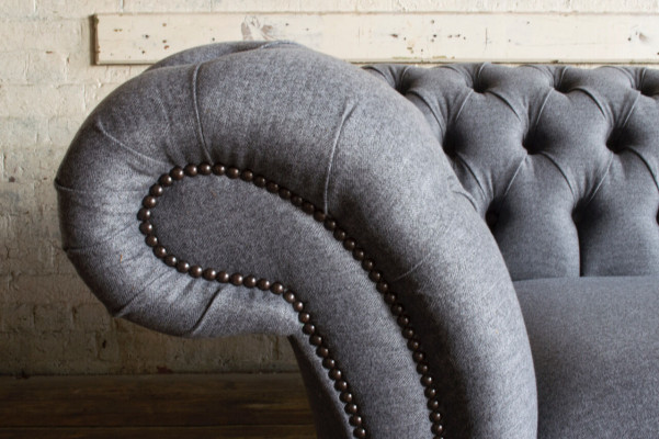 Chesterfield 3 Sitzer Polster Couch Leder Sofa Couchen Textil Modern Stil Stoff