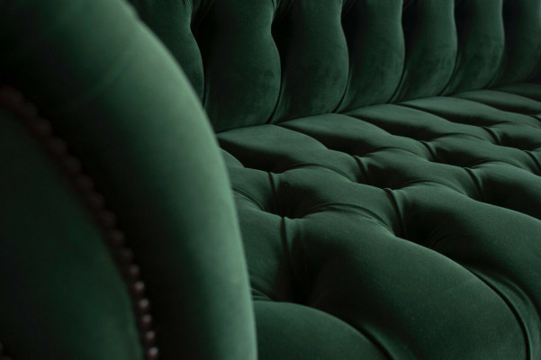 Klassische Chesterfield Design Couch 3 Sitzer Sofa Couch Samt Leder big grün neu