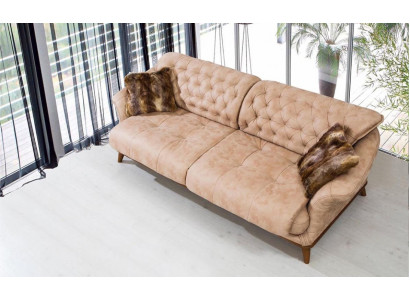 Braune Couch Sofa Wohnzimmer Couchen Polster Möbel Dreisitzer 221cm