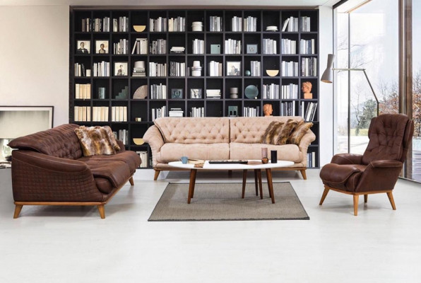 Braune Couch Sofa Wohnzimmer Couchen Polster Möbel Dreisitzer 221cm