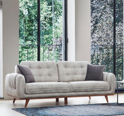 Graue Couch Sofa Wohnzimmer Couchen Polster Möbel Dreisitzer Sofas