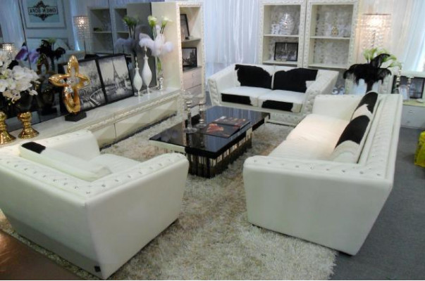 Luxus Sofa Chesterfield Dreisitzer Echtleder Couchen Weiß Modern