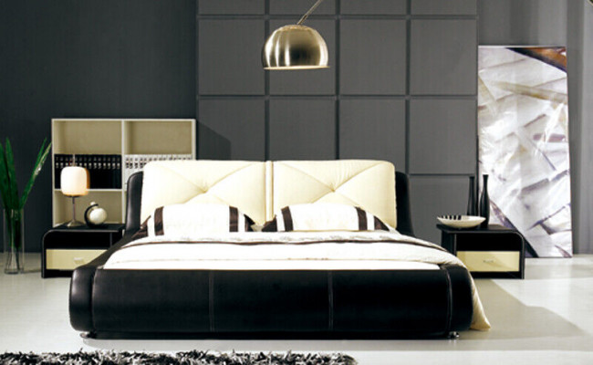 Leder Bett Polster Luxus Design Doppel Hotel Holz Betten Schlaf Zimmer