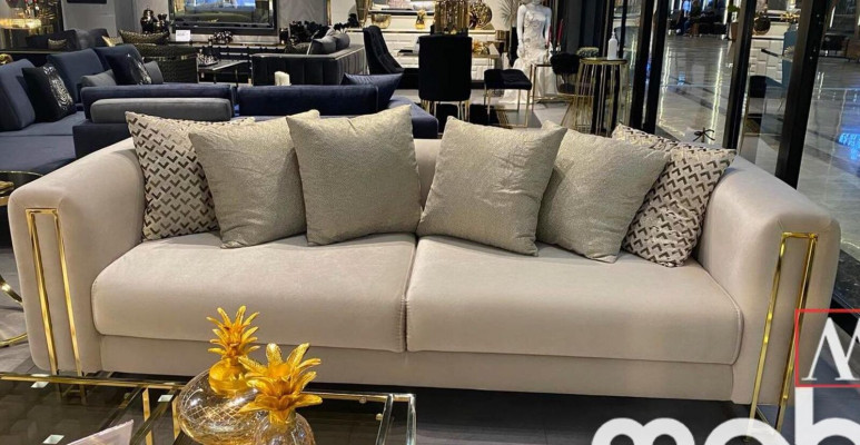 Design Textil 3 Sitzer Weiß Elegant Modern Sofa Polsterung Couch Neu Wohnzimmer