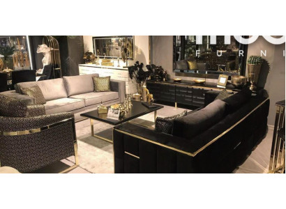 Design Couch Dreisitzer Polster Sofas Stoff Modern 3 Sitzer Couchen Samt Metall