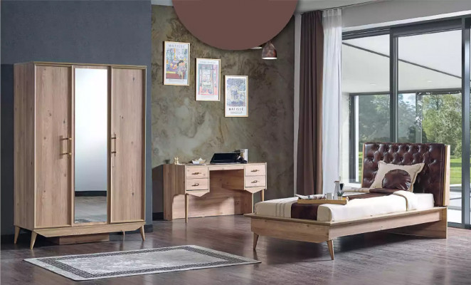 Design Jugendzimmer Schlafzimmer Bett Set Schrank Schreibtisch 3tlg.