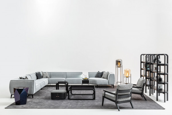 Ecksofa Couch Polster Möbel U Form Wohnlandschaft mit Sessel Graue Couchen