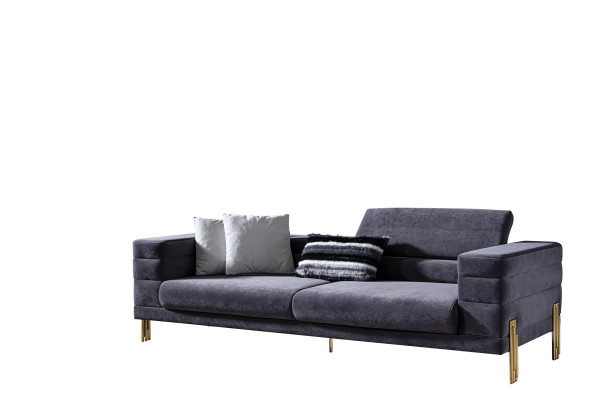 Dreisitzer Sofa 3 Sitzer Sofas Stoff Grau Wohnzimmer Luxus Modern Sitz