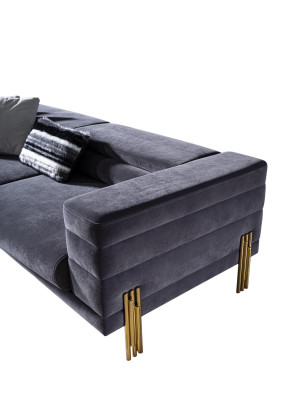 Dreisitzer Sofa 3 Sitzer Sofas Stoff Grau Wohnzimmer Luxus Modern Sitz