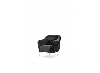 Sessel Chesterfield Ohrensessel Stoff Wohnzimmer Polyester Schwarz