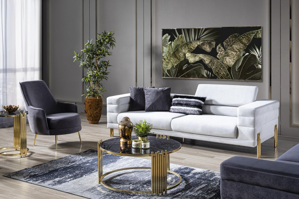 Sessel Ohrensessel Cocktailsessel Stoff Wohnzimmer Polyester Grau Sitz