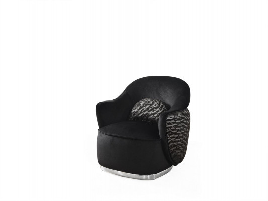 Sessel Ohrensessel Modern Stoff Wohnzimmer Polyester Schwarz Design
