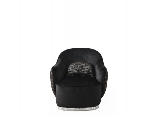 Sessel Ohrensessel Modern Stoff Wohnzimmer Polyester Schwarz Design