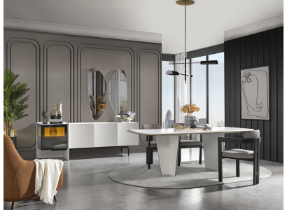 Essgruppe Garnitur Esszimmer Esstisch Luxus Stühle Essecke 9tlg Weiß