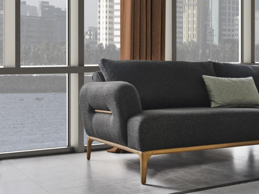 Sofagarnitur Sofa Sessel 431 Sitzer Stoff Luxus Grau Sofas Wohnzimmer