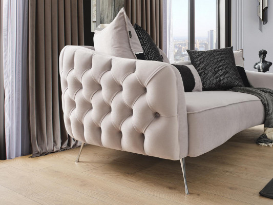 Modern Sofagarnitur Sofa 3 Sitzer Sessel Dreisitzer Stoff Weiß Polyester Set