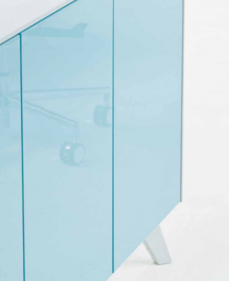 Kommode Modern Sideboard Blau Anrichte Schrank Aktenschrank Büro Glas Frezza Neu