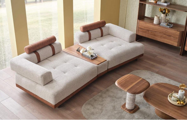 Moderne Beige Sofa 3 Sitz Luxus Wohnzimmer Möbel Design Dreisitzer Stil Big xxl