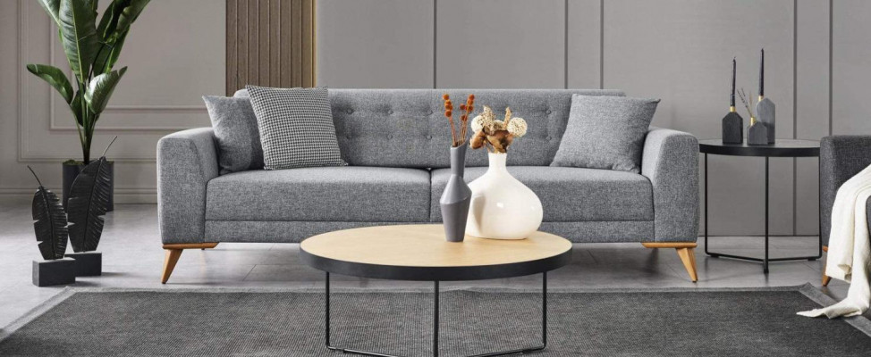 Stilvoll Wohnzimmer set 3tlg. Luxus Möbel Grau Modern Design 3+1 Sofa