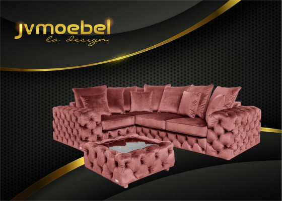 Ecksofa Sofa Couch Polster Eckgarnitur L Form Couchtisch Textil Wohnlandschaft