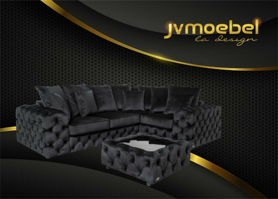 Ecksofa Sofa Couch Polster Eckgarnitur L Form Couchtisch Textil Wohnlandschaft