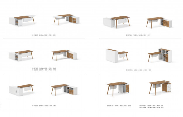 Luxuriöser Bürotisch aus Holz in modernem Design und hellen Farben