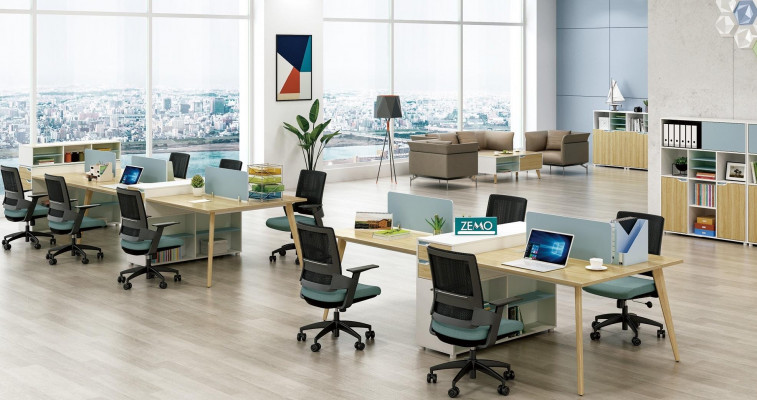 Büro Möbel Einrichtung Tische Holz Tisch 4 Arbeitsplätze Schreibtisch