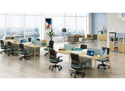 Büro Möbel Einrichtung Tische Holz Tisch 4 Arbeitsplätze Schreibtisch