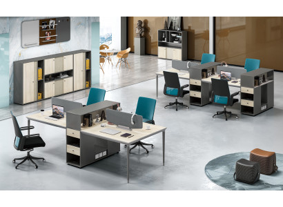 Büro Möbel Einrichtung Tische Tisch 4 Arbeitsplätze Schreibtisch Callcenter