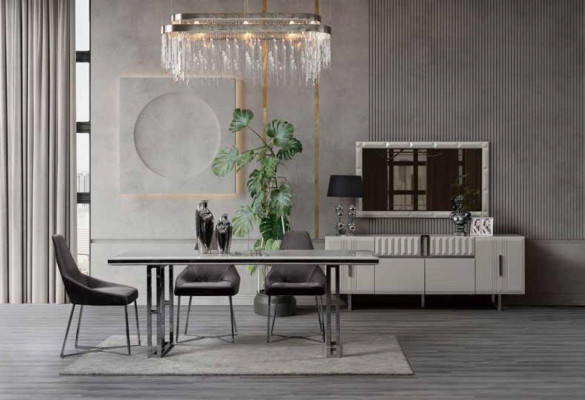 Esstisch Tisch Möbel Essgarnitur Set Sideboard Tisch 4x Stuhl 6tlg.