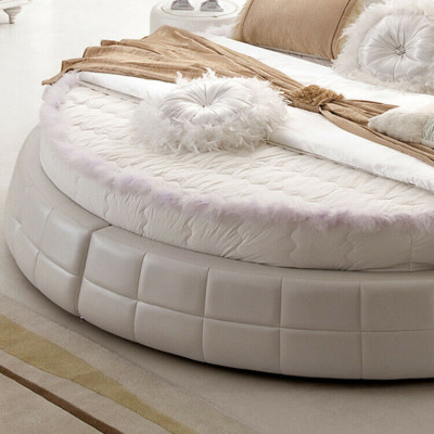 Klassische Rund Betten - Rundes Luxus Designer Bett Polster Elegant Leder Velvet
