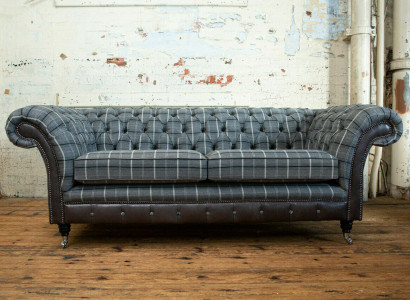 Chesterfield Sofa Dreisitzer Polster Design Couchen Sofas Garnitur Grau